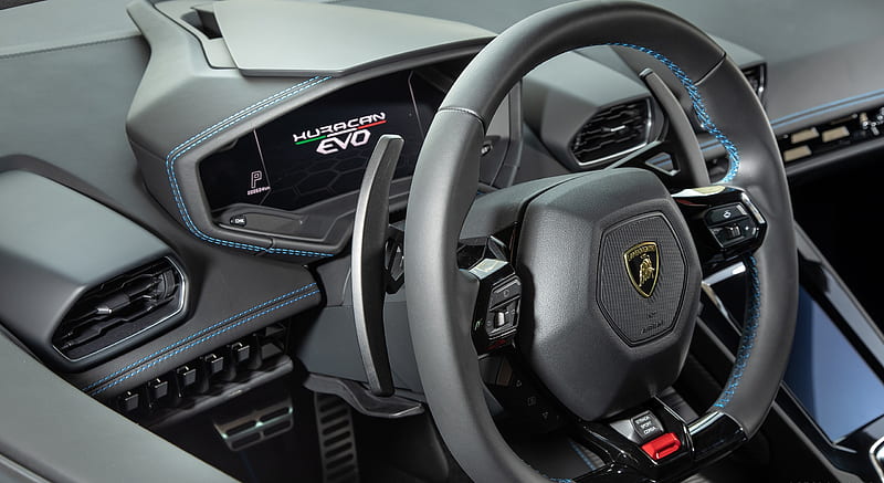 2019 Lamborghini Huracán EVO - Interior, Steering Wheel , car, HD wallpaper