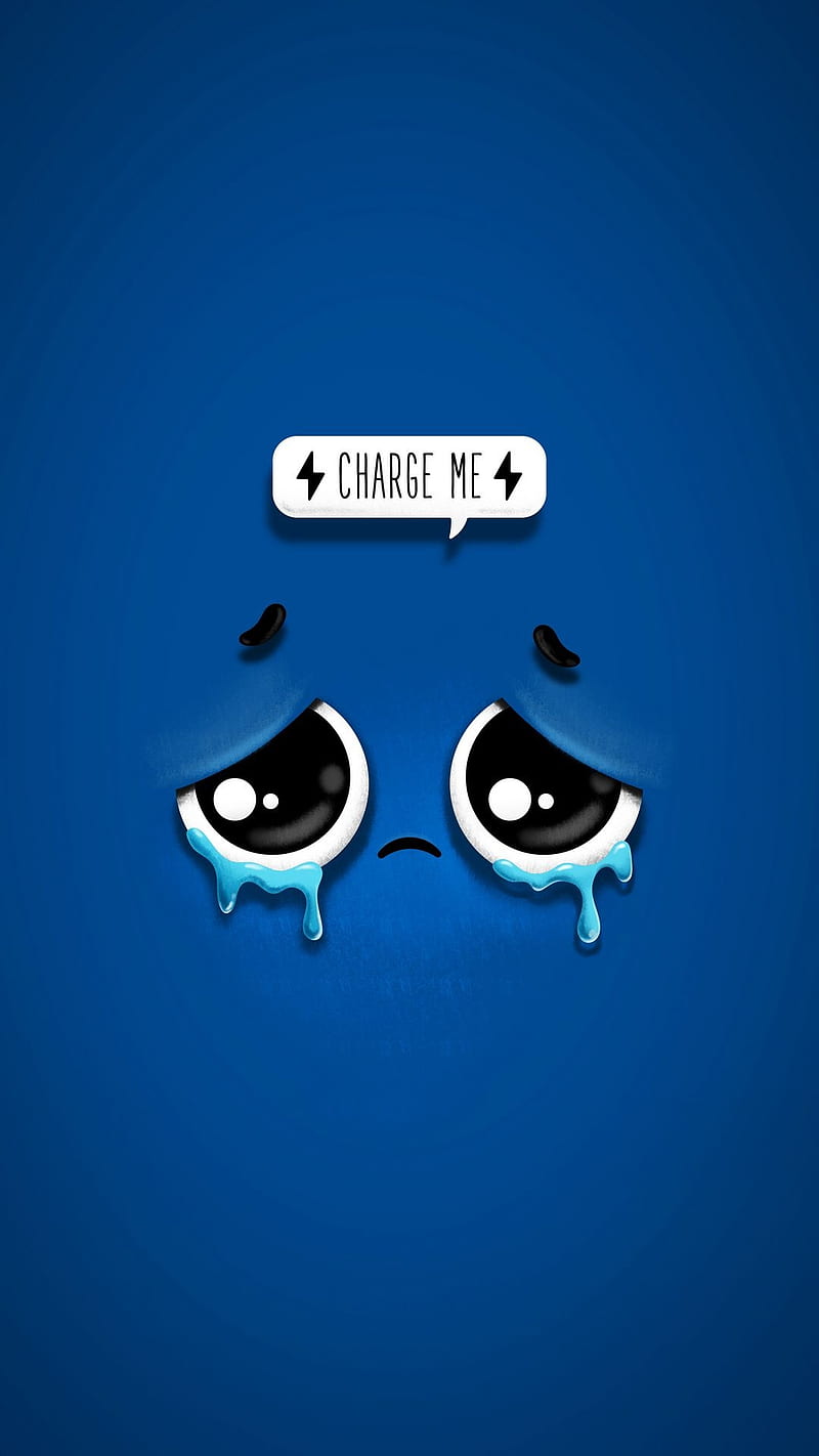 Charge me, battery, blue, crying, drawings, sad, sayings, HD phone wallpaper