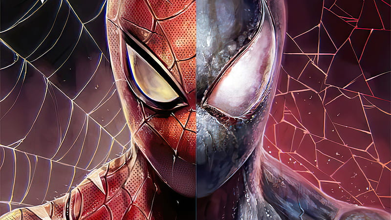 Spider Man Two Face, spiderman, superheroes, artist, artwork, digital-art, HD wallpaper