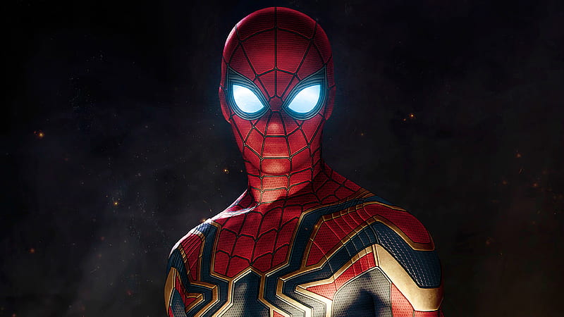 Iron Spider, black, gold, ironman, marvel, red, spiderman, superhero, HD wallpaper