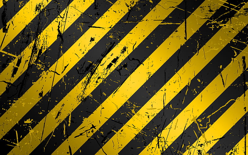 yellow and black lines, grunge, art, caution stripes, creative, caution lines, HD wallpaper