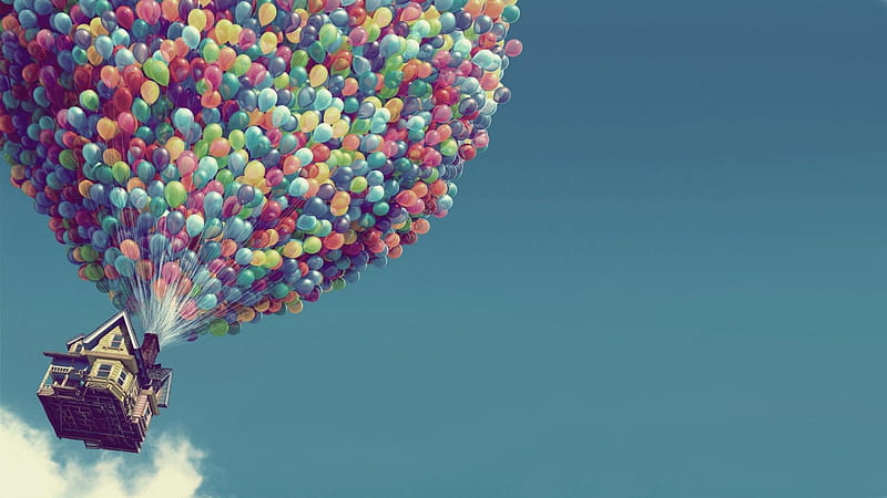 UP, house, movie, flying, balloons, HD wallpaper