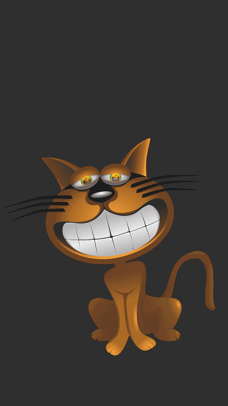 cat, smile, funny, caricature, HD phone wallpaper