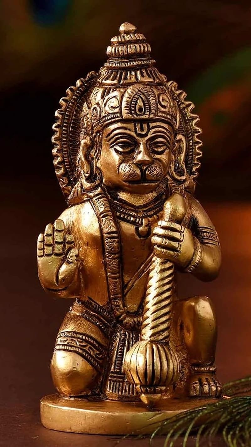 anjaneya , Golden Statue, lord, god, hanuman ji, HD phone wallpaper