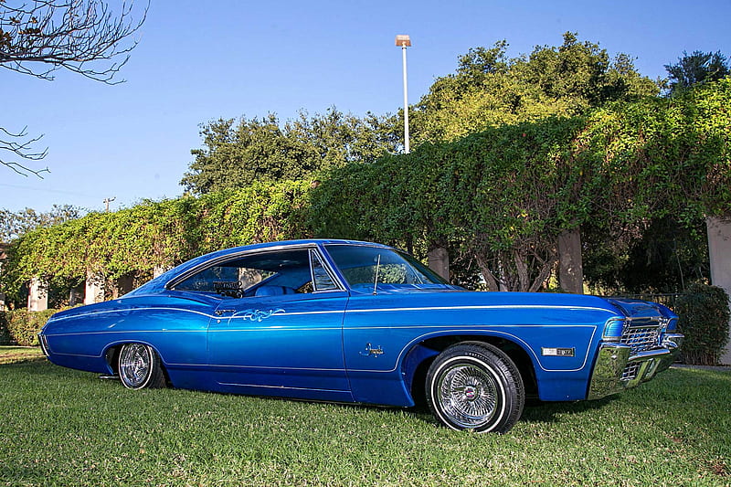 1968-Chevrolet-Impala-Fastback, 1968, GM, Blue, Lowrider, HD wallpaper