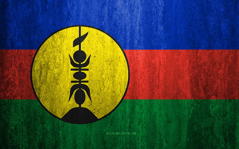 Flag of New Caledonia stone background, grunge flag, Oceania, New Caledonia flag, grunge art, national symbols, New Caledonia, stone texture, HD wallpaper