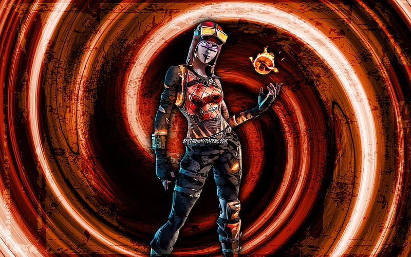 Blaze, orange grunge background, Fortnite, vortex, Fortnite characters, Blaze Skin, Fortnite Battle Royale, Blaze Fortnite, HD wallpaper