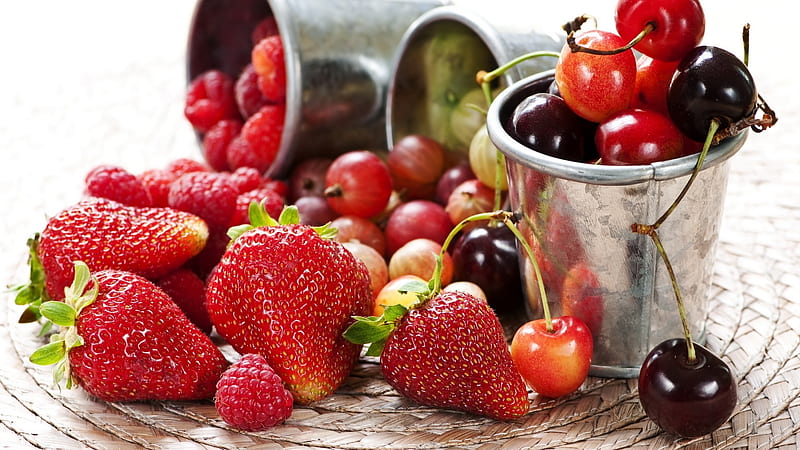 Strawberries, Cherries, Gooseberries, Raspberries, Raspberries, Strawberries, Gooseberries, Cherries, Berries, HD wallpaper