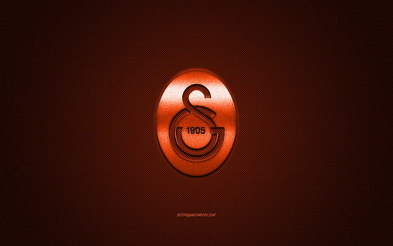 Galatasaray, Turkish football club, Turkish Super League, orange logo, orange carbon fiber background, football, Istanbul, Turkey, Galatasaray logo, HD wallpaper