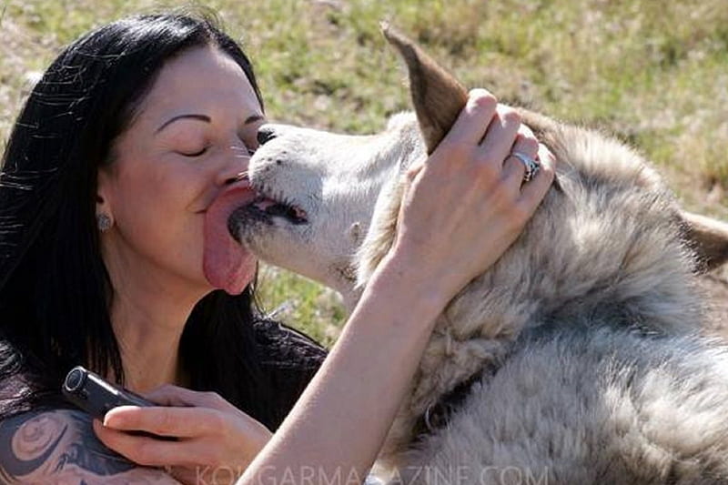 BIG KISS, Lady, nature, Wolf, animals, Wolves, People, friends, HD  wallpaper | Peakpx