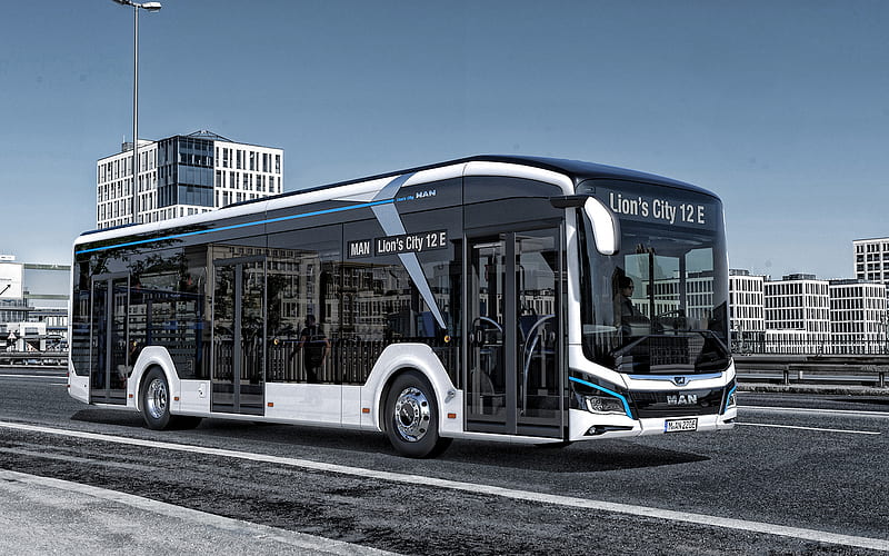MAN Lions City E, Electric Bus, city passenger bus, german electric buses, MAN, HD wallpaper
