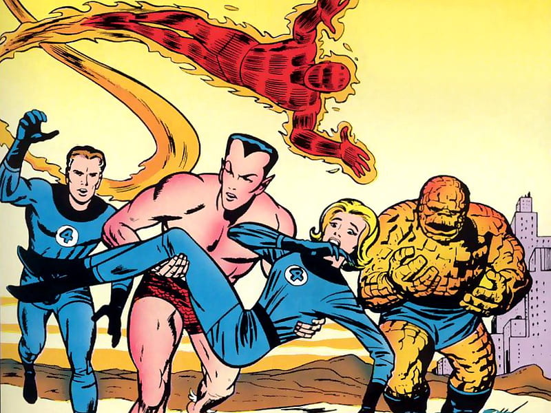 Classic Fantastic four , art, marvel, comic, action, superheroes, fantastic four, vintage, HD wallpaper