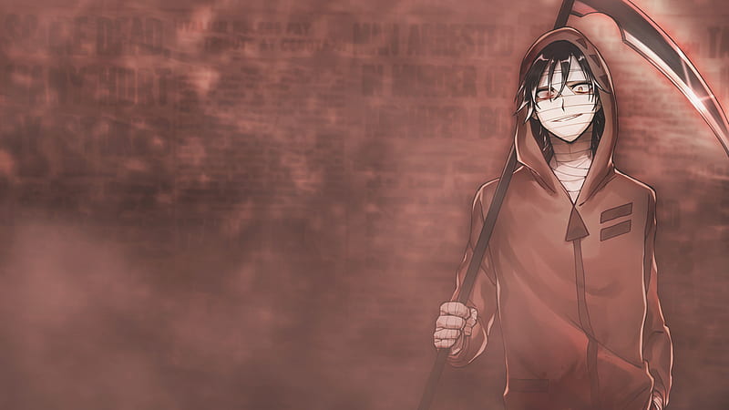 angels of death satsuriku no tenshi zack with weapon with shallow brown background games, HD wallpaper