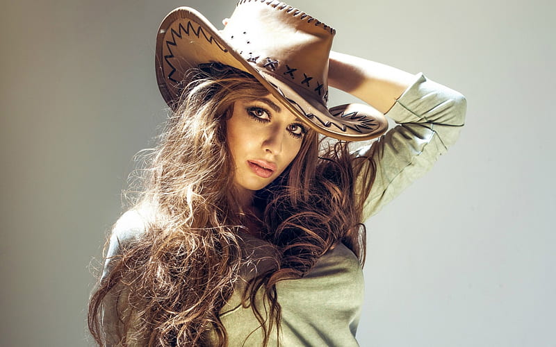 Oh, you guys.., westerns, models, hats, fun, women, cowgirls, famous, females, girls, fashion, blondes, style, HD wallpaper