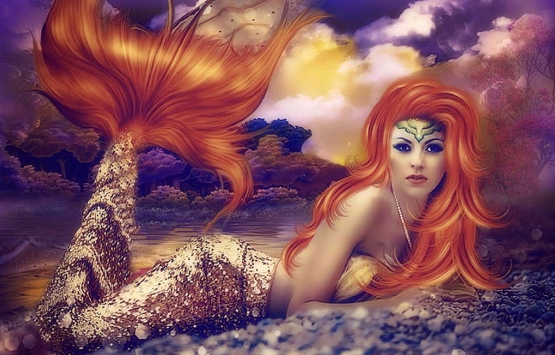 ~Golden Mermaid~, models, golden, love four seasons, mermaid, creative pre-made, digital art, fantasy, fish tail, manipulation, weird things people wear, HD wallpaper