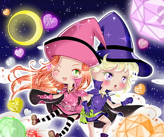 Two purple-and-pink-haired female anime characters, nekomimi, Neko Para,  Chocolat (Neko Para), Vanilla (Neko Para) HD wallpaper | Wallpaper Flare
