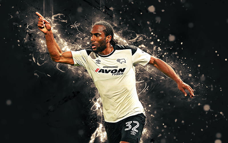 Cameron Jerome, abstract art, football stars, Derby County, soccer, Jerome, Premier League, footballers, neon lights, Derby County FC, HD wallpaper