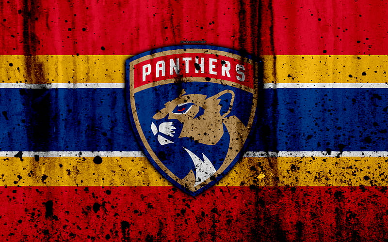 Florida Panthers, grunge, NHL, hockey, art, Eastern Conference, USA, logo, stone texture, Atlantic Division, HD wallpaper