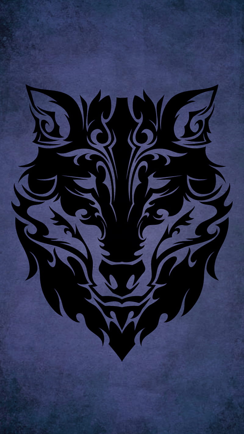 Tribal Wolf, animal, black, tattoo, HD phone wallpaper