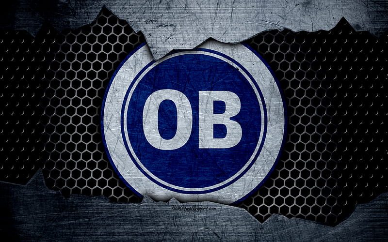 Odense logo, soccer, Danish Superliga, football club, Denmark, grunge, metal texture, Odense FC, HD wallpaper