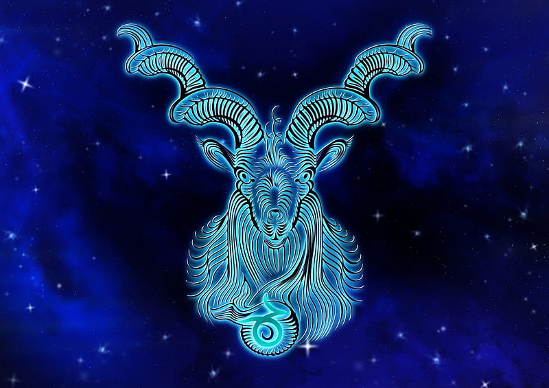 Zodiac ~ Capricorn, zodiac, fantasy, capricorn, blue, horns, HD wallpaper
