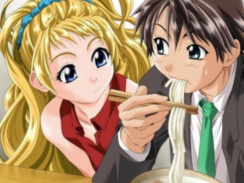 Honey ... Can I have some ... Looks Good, blond, guy, eat, chopsticks, anime,  HD wallpaper | Peakpx