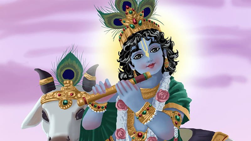 Little Krishna With Flute In Light Purple Background God Krishna, HD  wallpaper | Peakpx