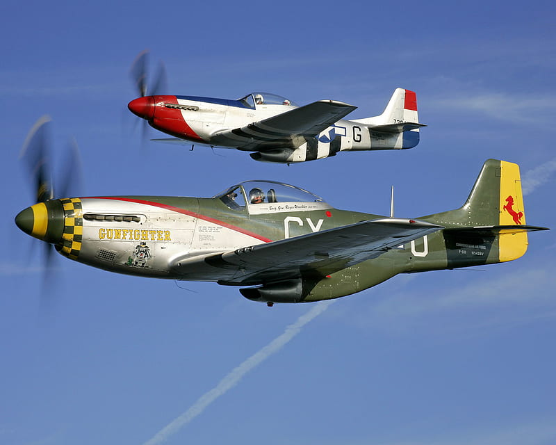 P51 Mustang Fight, north, world, guerra, ww2, american, mustang, airplane, plane, antique, wwii, p51, p-51, classic, HD wallpaper