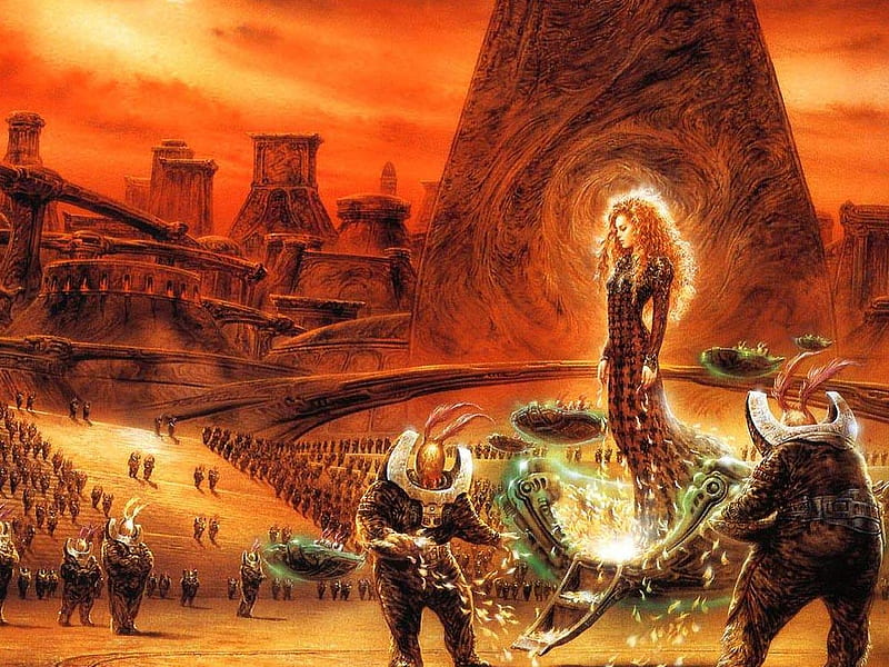 Empire, other world, captured, luis royo, bugs, creatures, science fiction, scifi, woman, HD wallpaper