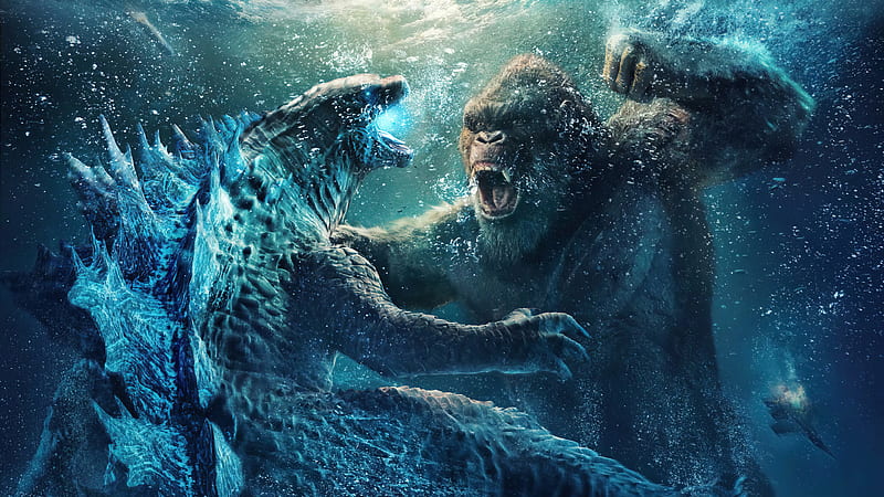 Movie, Godzilla vs Kong, Godzilla (Monsterverse), King Kong, Underwater, HD wallpaper