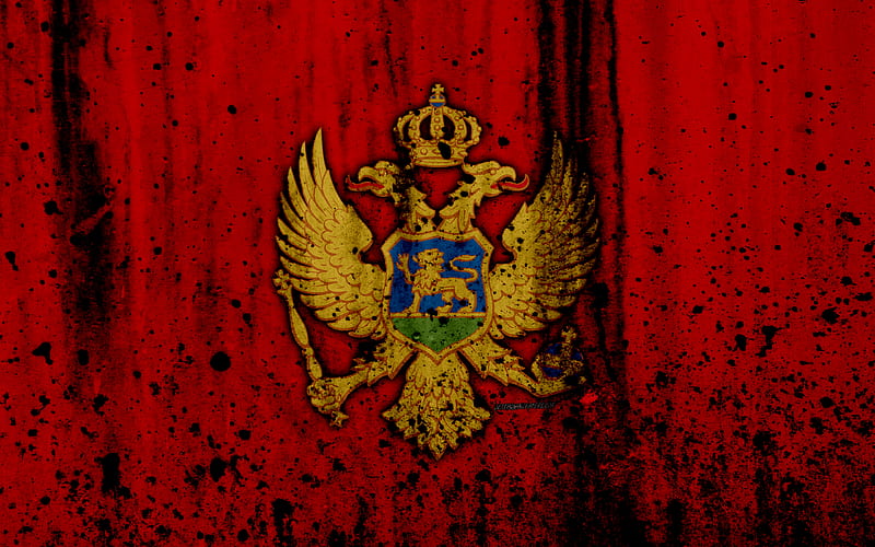 Montenegrin flag grunge, flag of Montenegro, Europe, national symbols, Montenegro, coat of arms of Montenegro, HD wallpaper