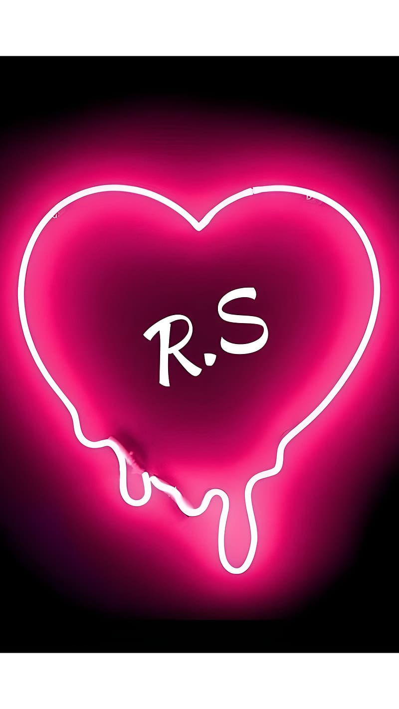 R S Naam Ke, neon heart r s, letter r s, HD phone wallpaper