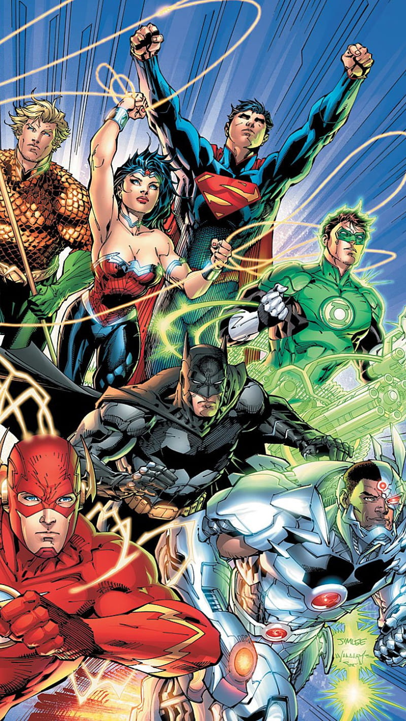 Justice League New52, aquaman, batman, cyborg, dc, flash, green lantern, justice league, superman, wonder woman, HD phone wallpaper