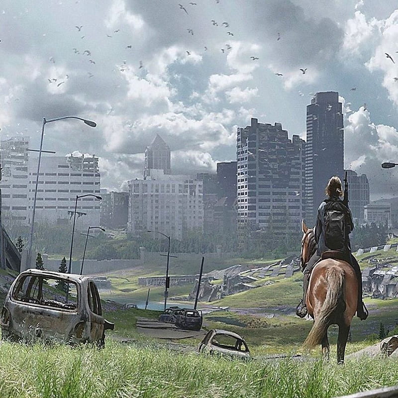 The Last of Us, cavalo, cidade, city, game, horror, horse, HD phone wallpaper
