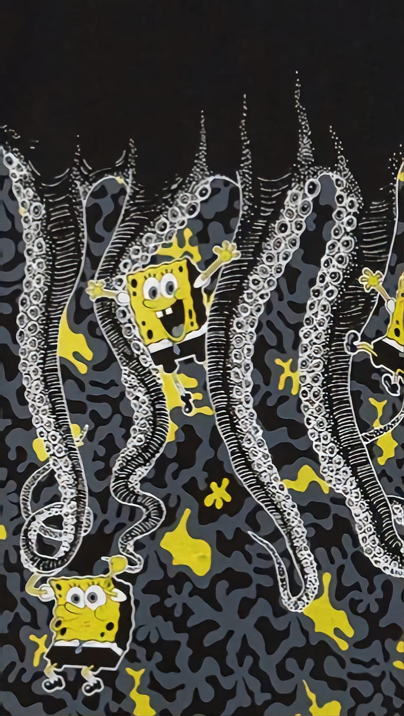 Octopus Spongebob, bianco, giallo, moda, nero, octopus brand, HD phone wallpaper