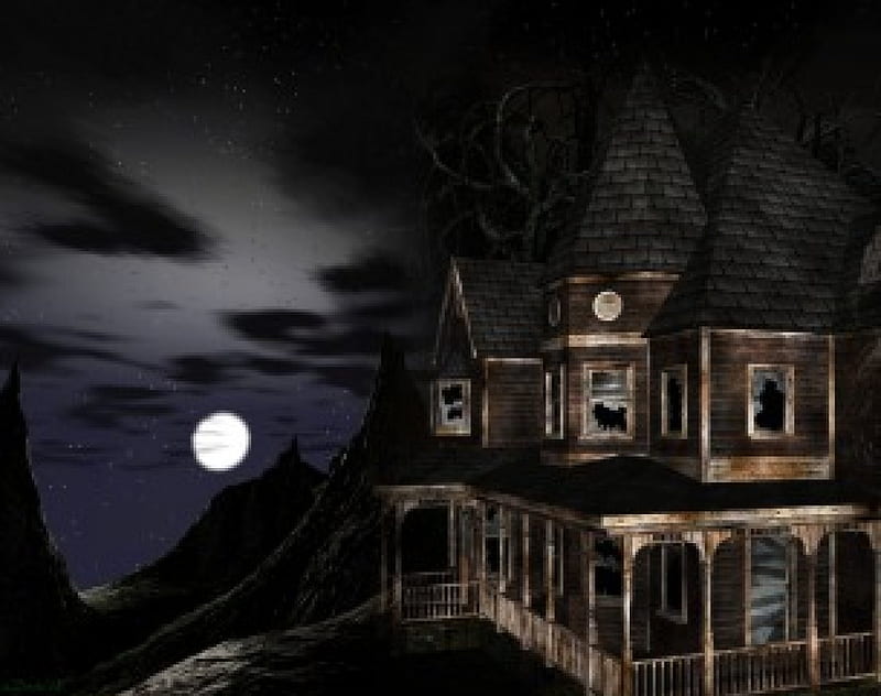 Haunted House, 3d, abstract, halloween, HD wallpaper | Peakpx