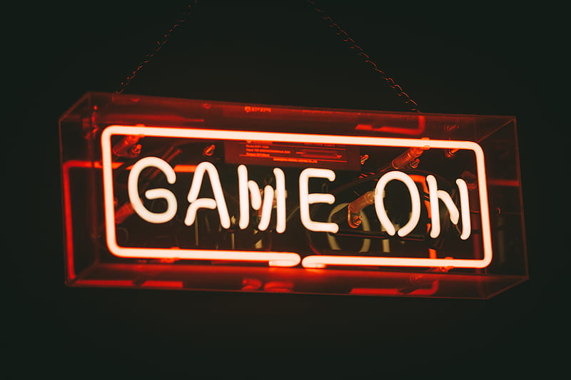 red and white Game On LED signage, HD wallpaper
