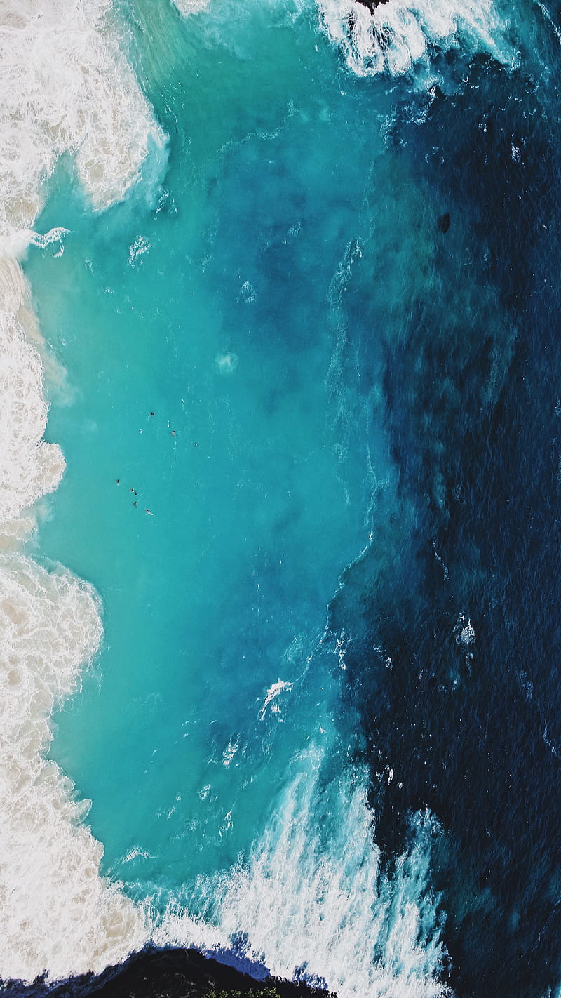 ocean, waves, aerial view, surf, foam, water, HD phone wallpaper