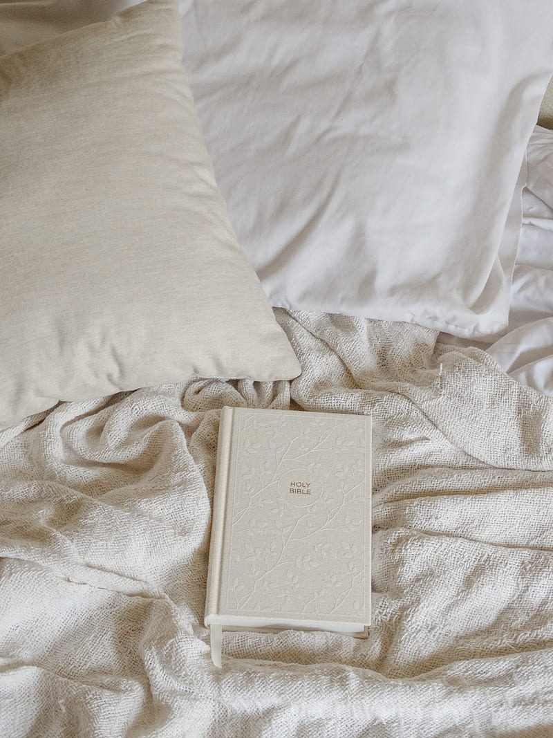bible, book, religion, god, pillow, bed, white, HD phone wallpaper
