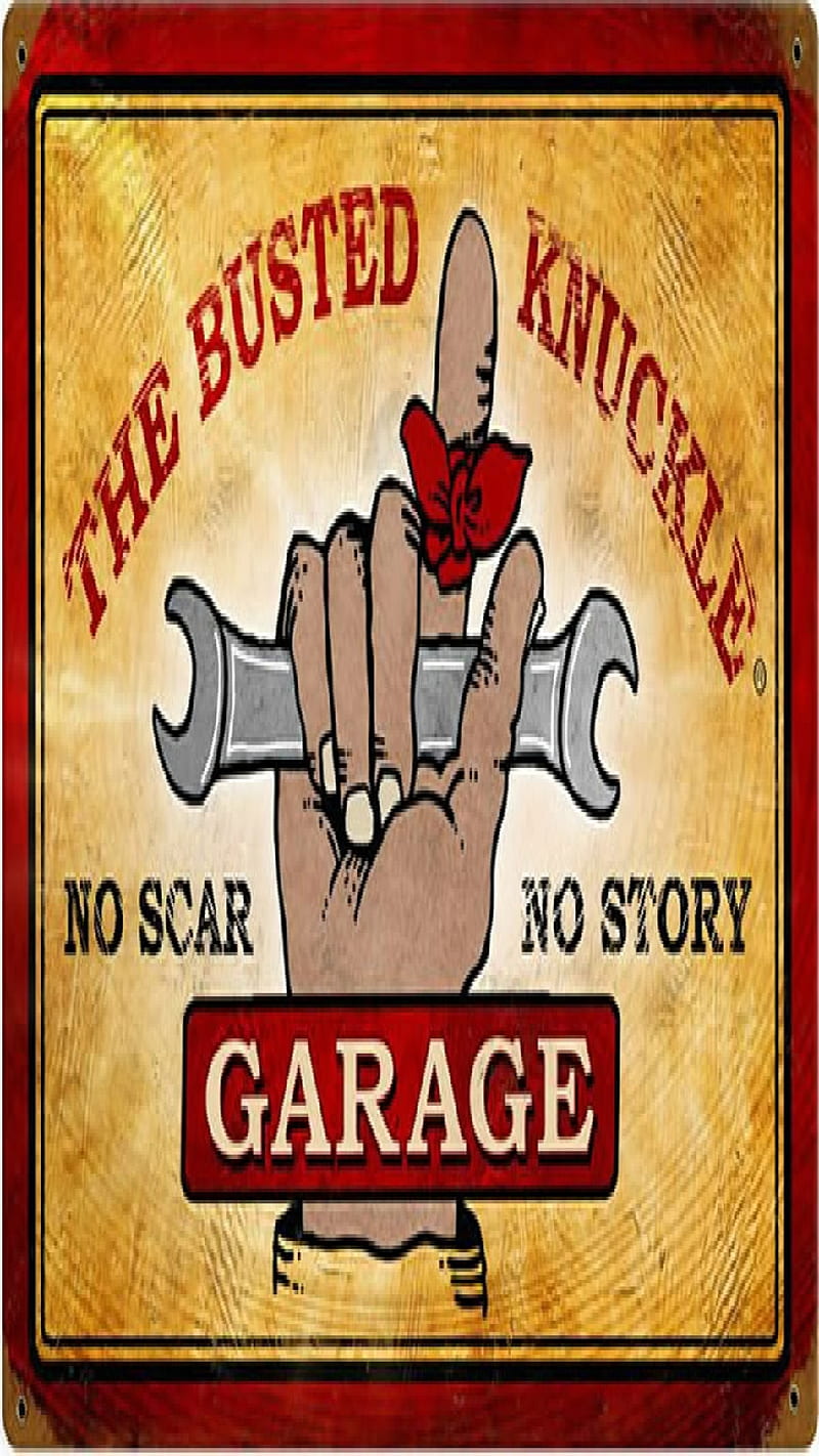 Busted knuckle, garage, auto, repair, sign, advertisement, HD phone wallpaper