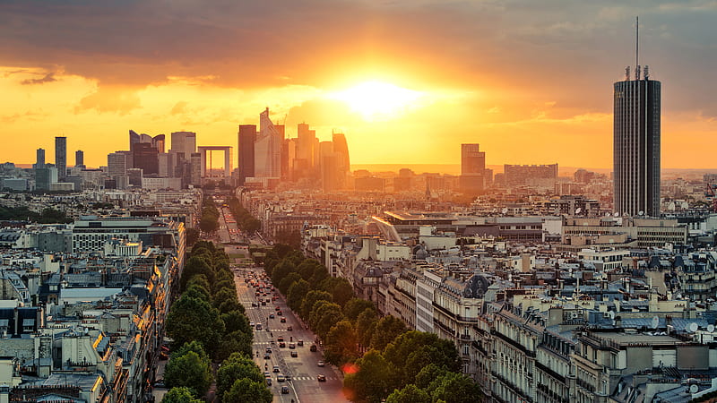Cityscape Of France Paris During Sunrise Travel, HD wallpaper