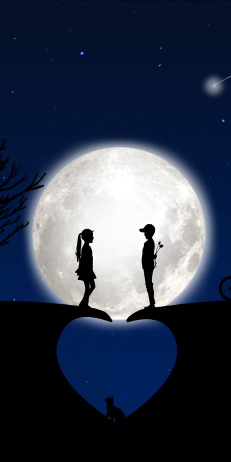 Heart, moon, couple, silhouette, art, . Love background, Cute love,  Painting love couple, HD phone wallpaper | Peakpx