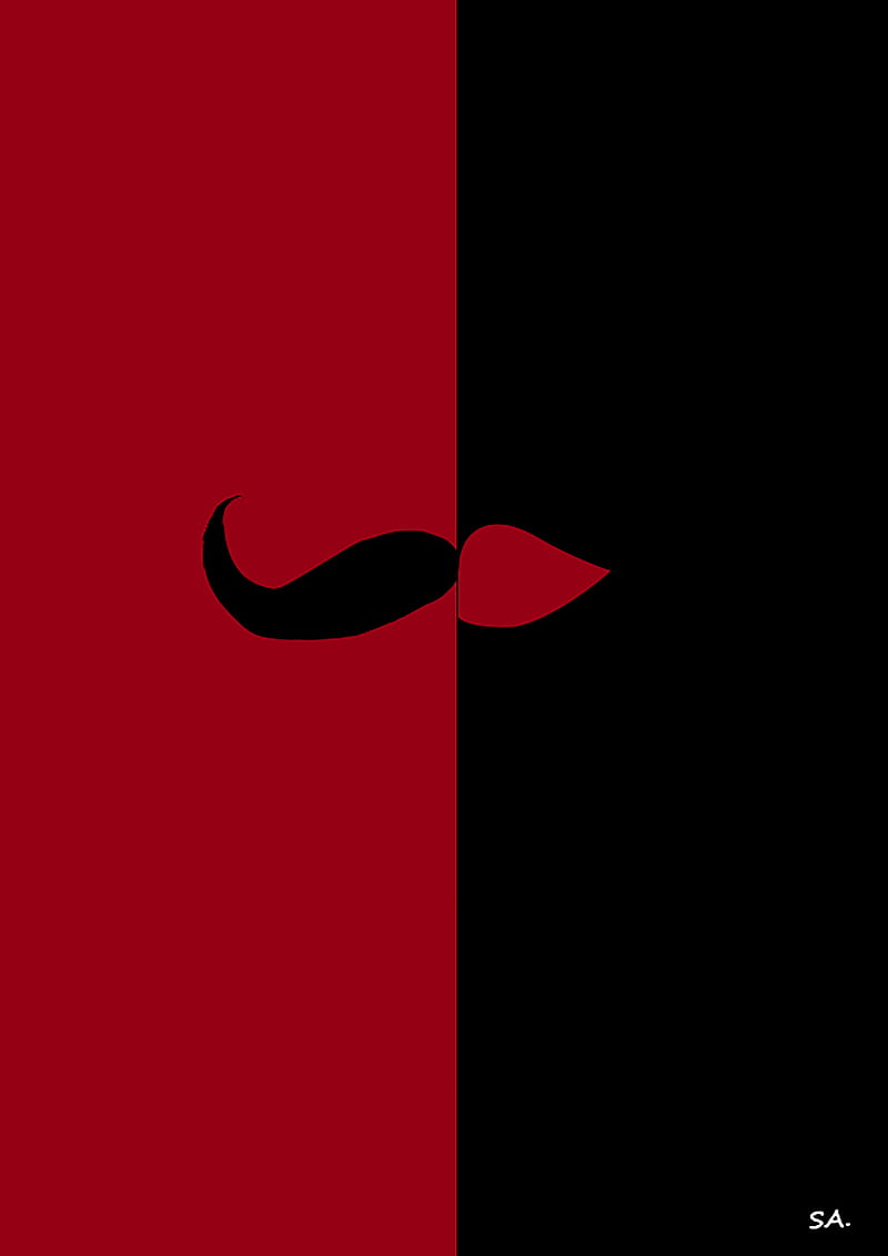 Mr and Mrs, black, contrast, couple, illustration, lips, love, moustache, red, HD phone wallpaper