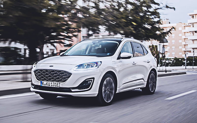 Ford Kuga Vignale Plug-In Hybrid street, 2020 cars, crossovers, EU-spec, 2020 Ford Kuga, american cars, Ford, HD wallpaper