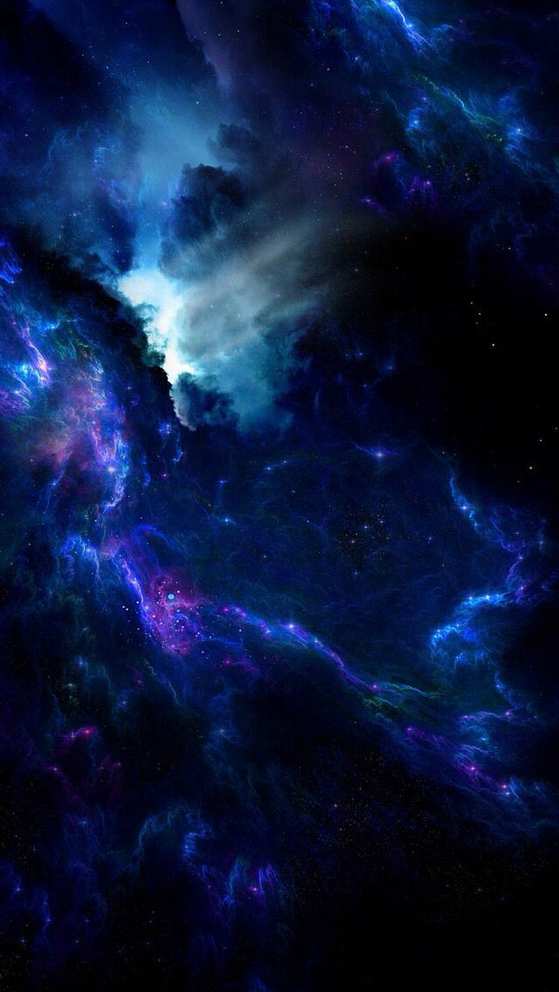 Blue Purple Clouds, galaxy, dark, blue, cloud, stars, space, clouds, nebulae, purple, nebula, HD phone wallpaper