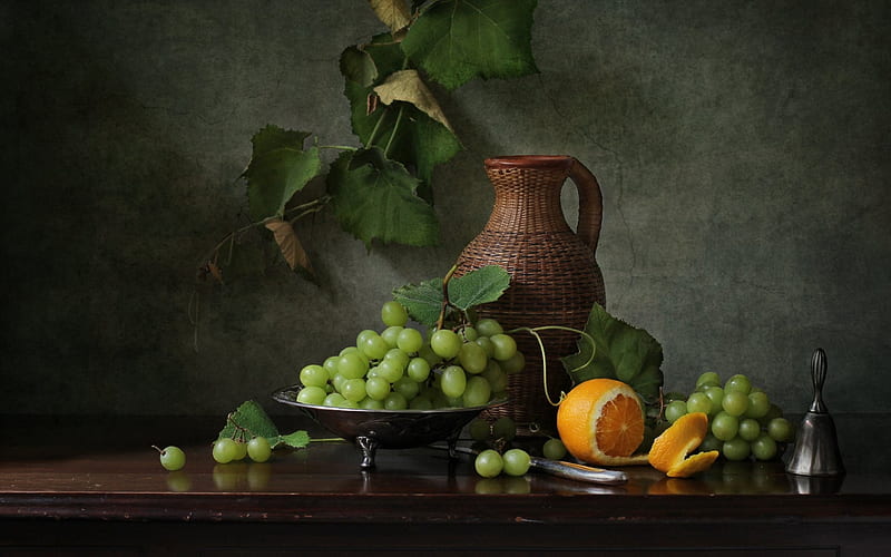 ❤️, Table, Grapes, Bunch, Pitcher, Still life, HD wallpaper