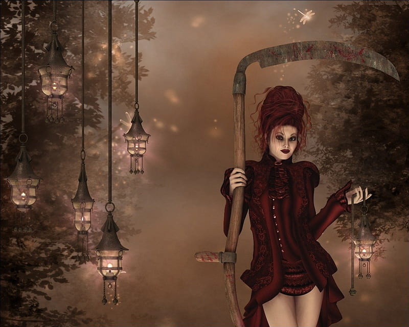 Bloody smile, halloween, lamps, bonito, blood, sickle, goth, gothic,  animation, HD wallpaper | Peakpx