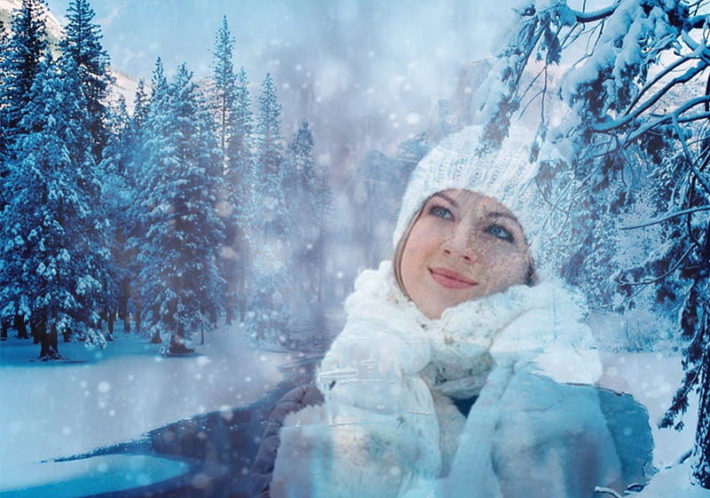 Beautiful winter, snow, people, beauty, nature, collages, woman, winter ...