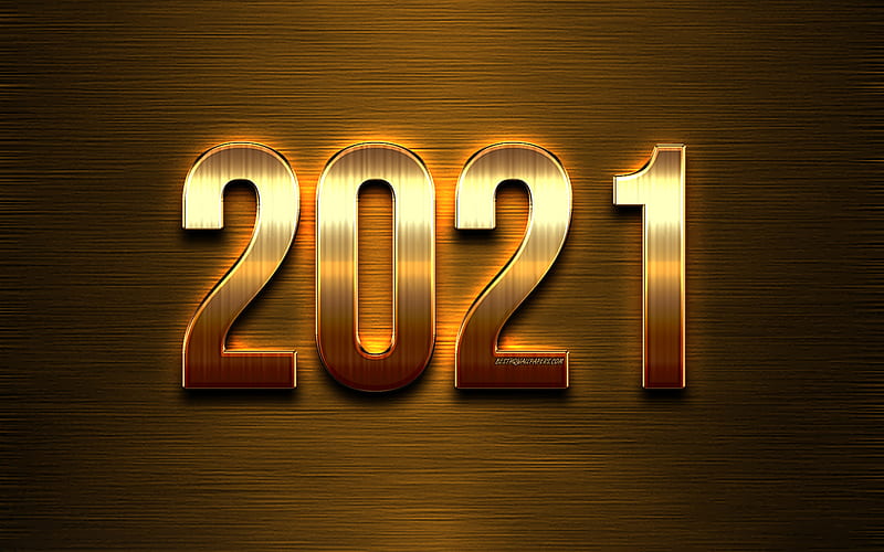 2021 New Year, golden metal letters, Happy New Year 2021, Golden 2021 background, 2021 concepts, HD wallpaper