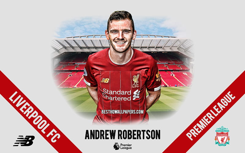 Andrew Robertson, Liverpool FC, portrait, Scottish footballer, defender, 2020 Liverpool uniform, Premier League, England, Liverpool FC footballers 2020, football, Anfield, HD wallpaper